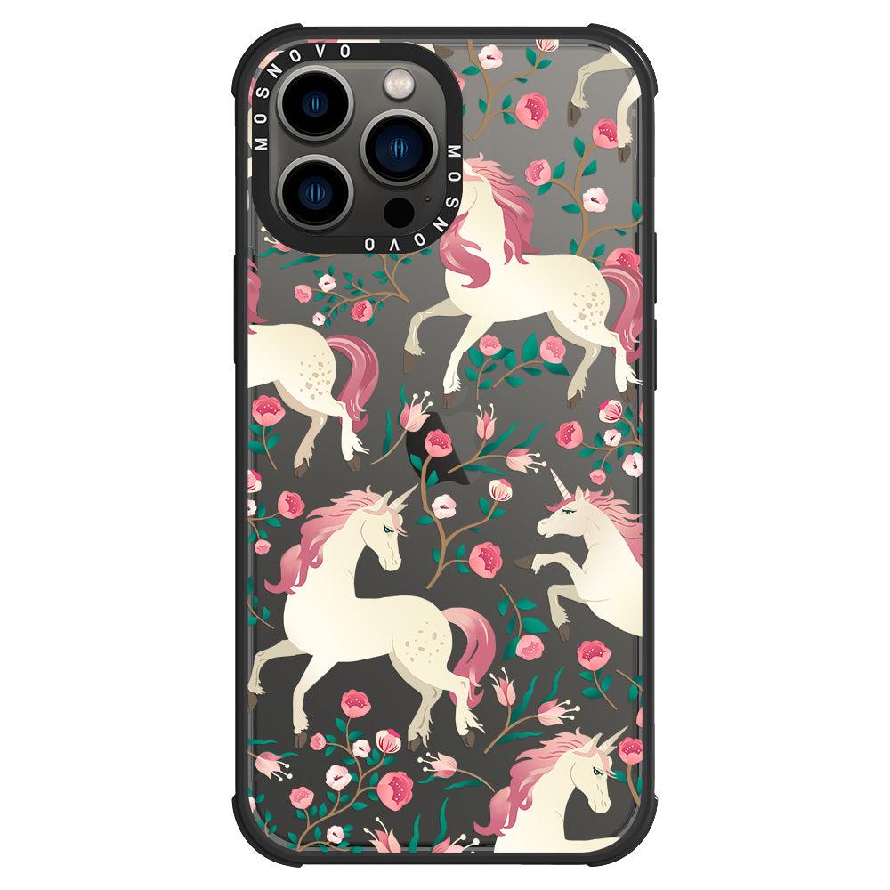 Unicorn with Floral Phone Case - iPhone 13 Pro Max Case - MOSNOVO