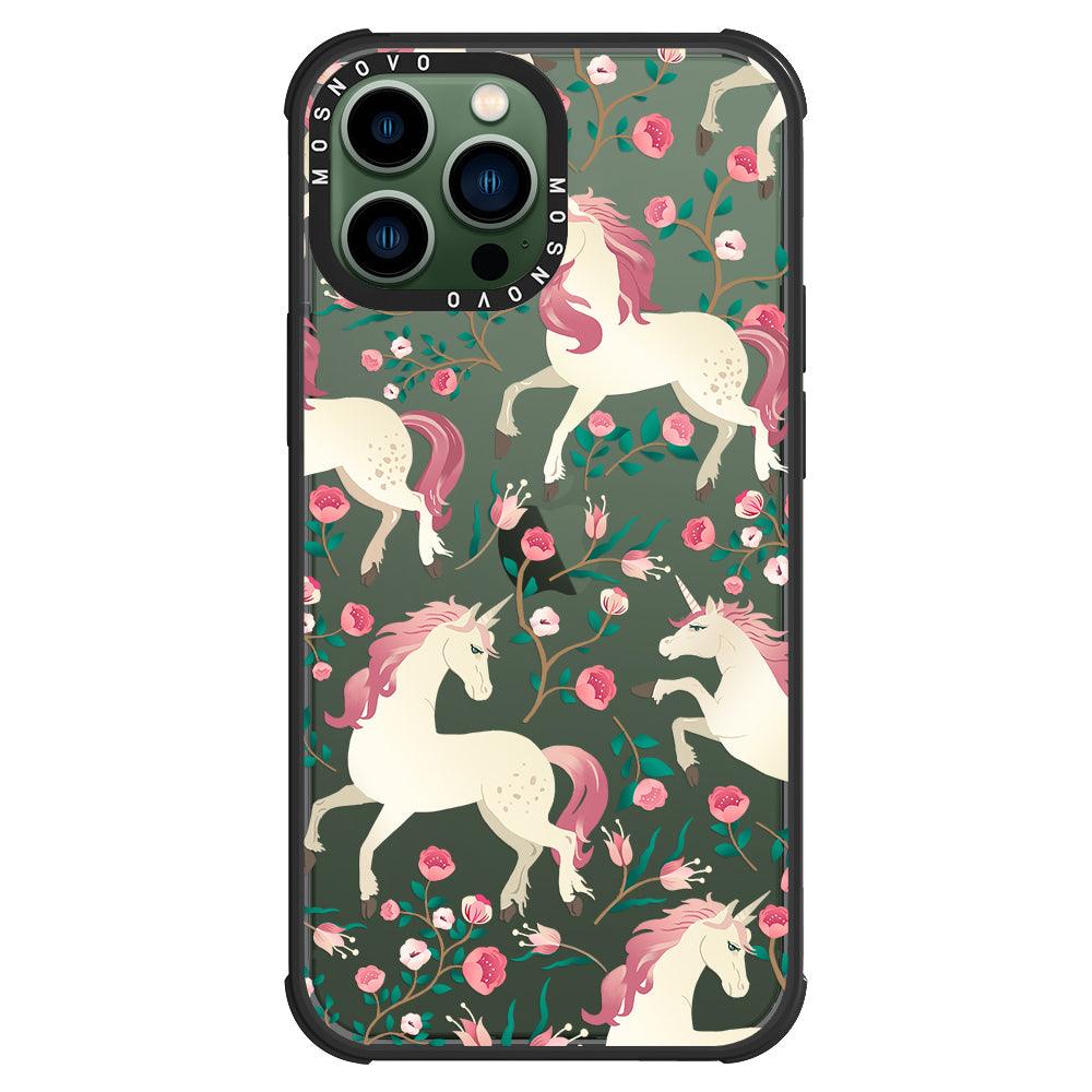 Unicorn with Floral Phone Case - iPhone 13 Pro Max Case - MOSNOVO