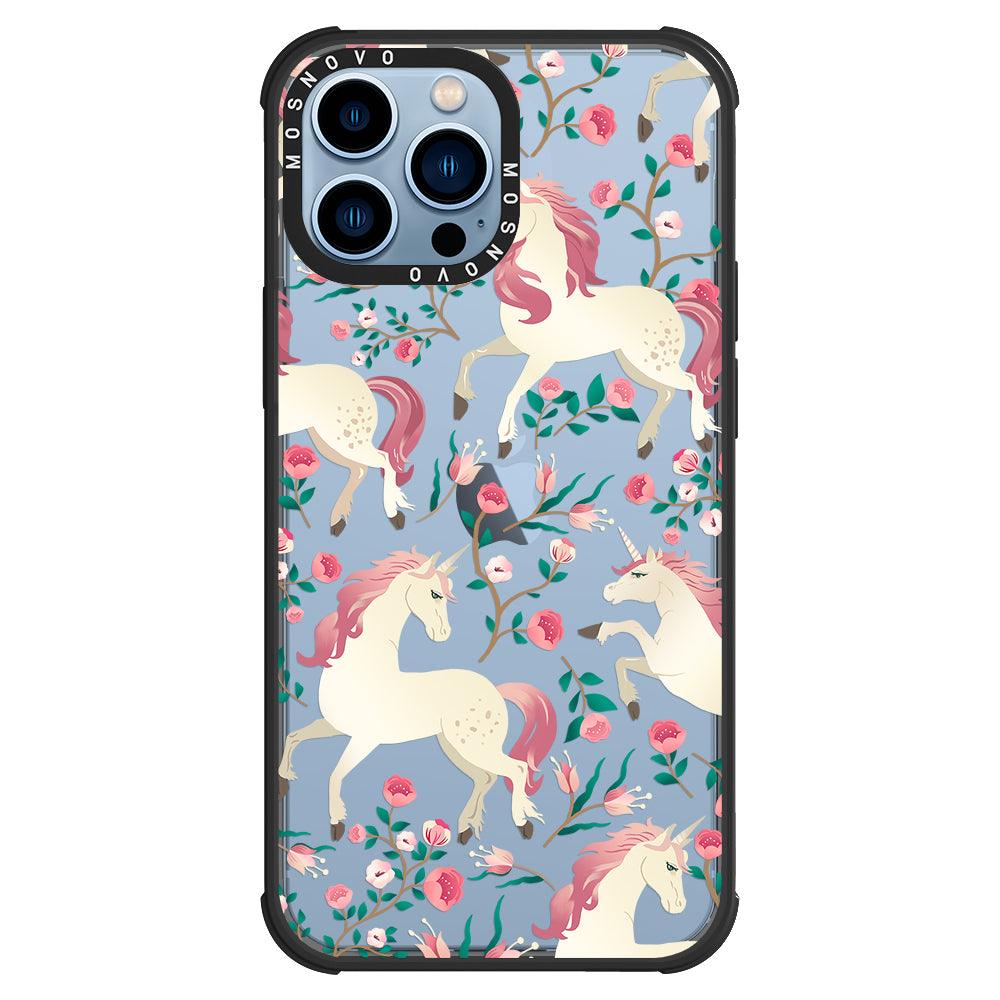 Unicorn with Floral Phone Case - iPhone 13 Pro Max Case - MOSNOVO