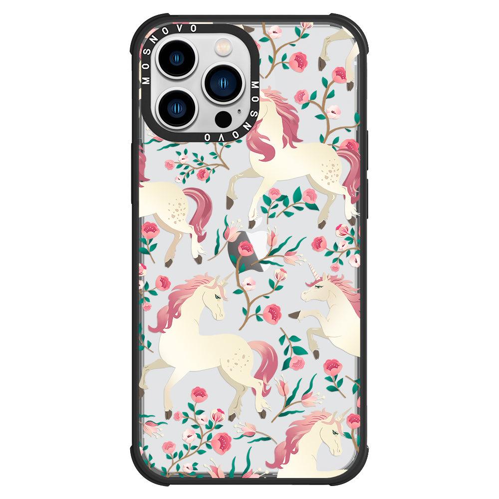 Unicorn with Floral Phone Case - iPhone 13 Pro Max Case - MOSNOVO