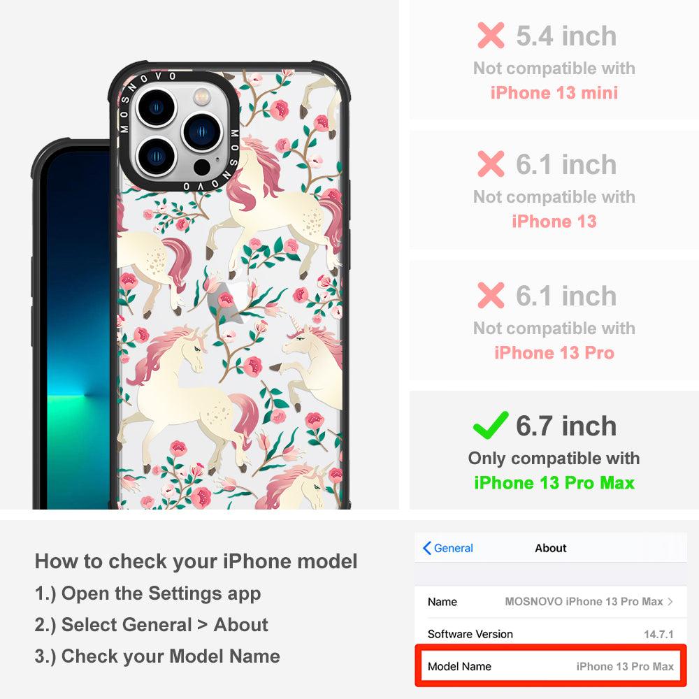Unicorn with Floral Phone Case - iPhone 13 Pro Max Case - MOSNOVO