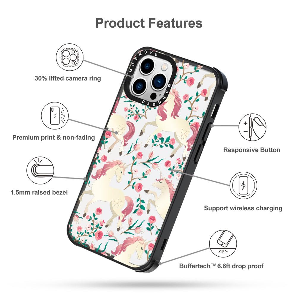 Unicorn with Floral Phone Case - iPhone 13 Pro Max Case - MOSNOVO