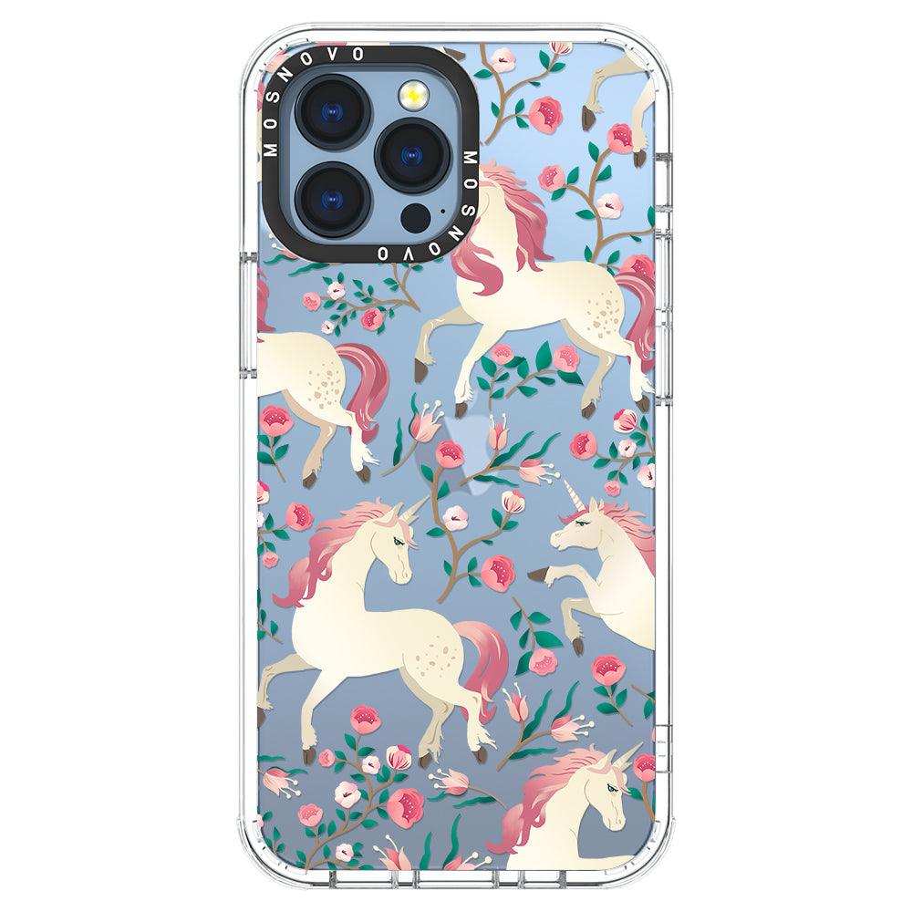 Unicorn with Floral Phone Case - iPhone 13 Pro Max Case - MOSNOVO