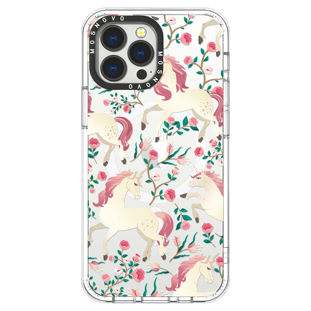 Unicorn with Floral Phone Case - iPhone 13 Pro Max Case - MOSNOVO