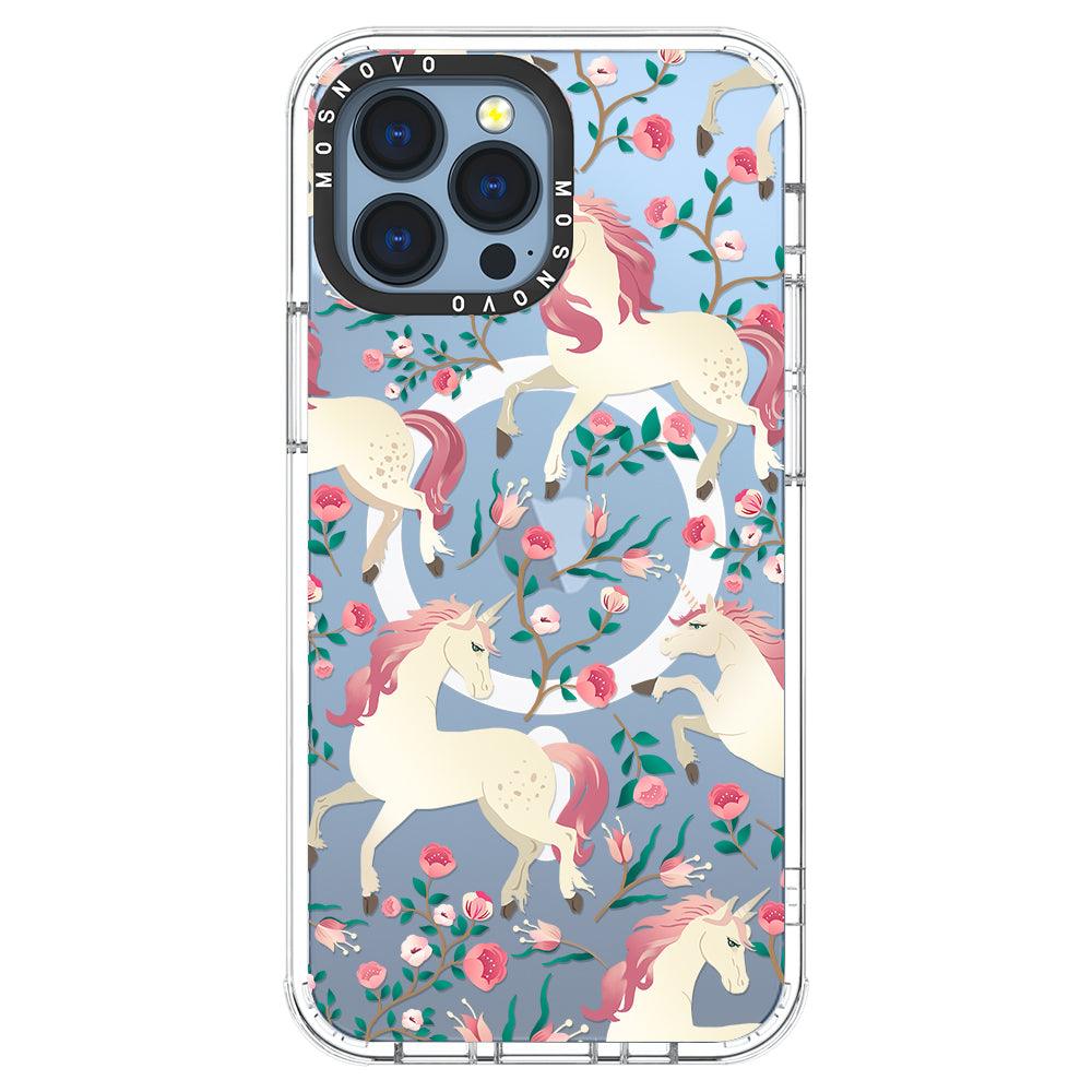 Unicorn with Floral Phone Case - iPhone 13 Pro Max Case - MOSNOVO