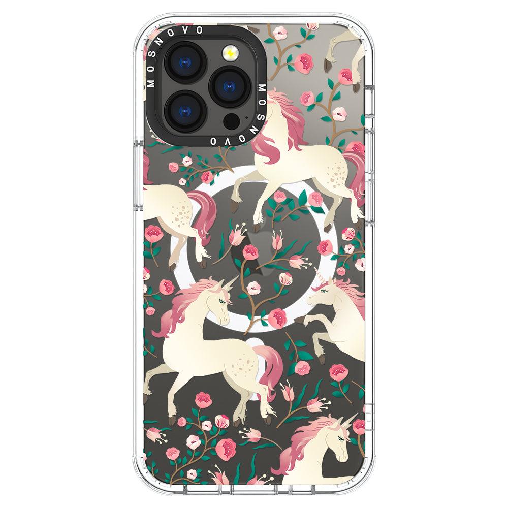 Unicorn with Floral Phone Case - iPhone 13 Pro Max Case - MOSNOVO