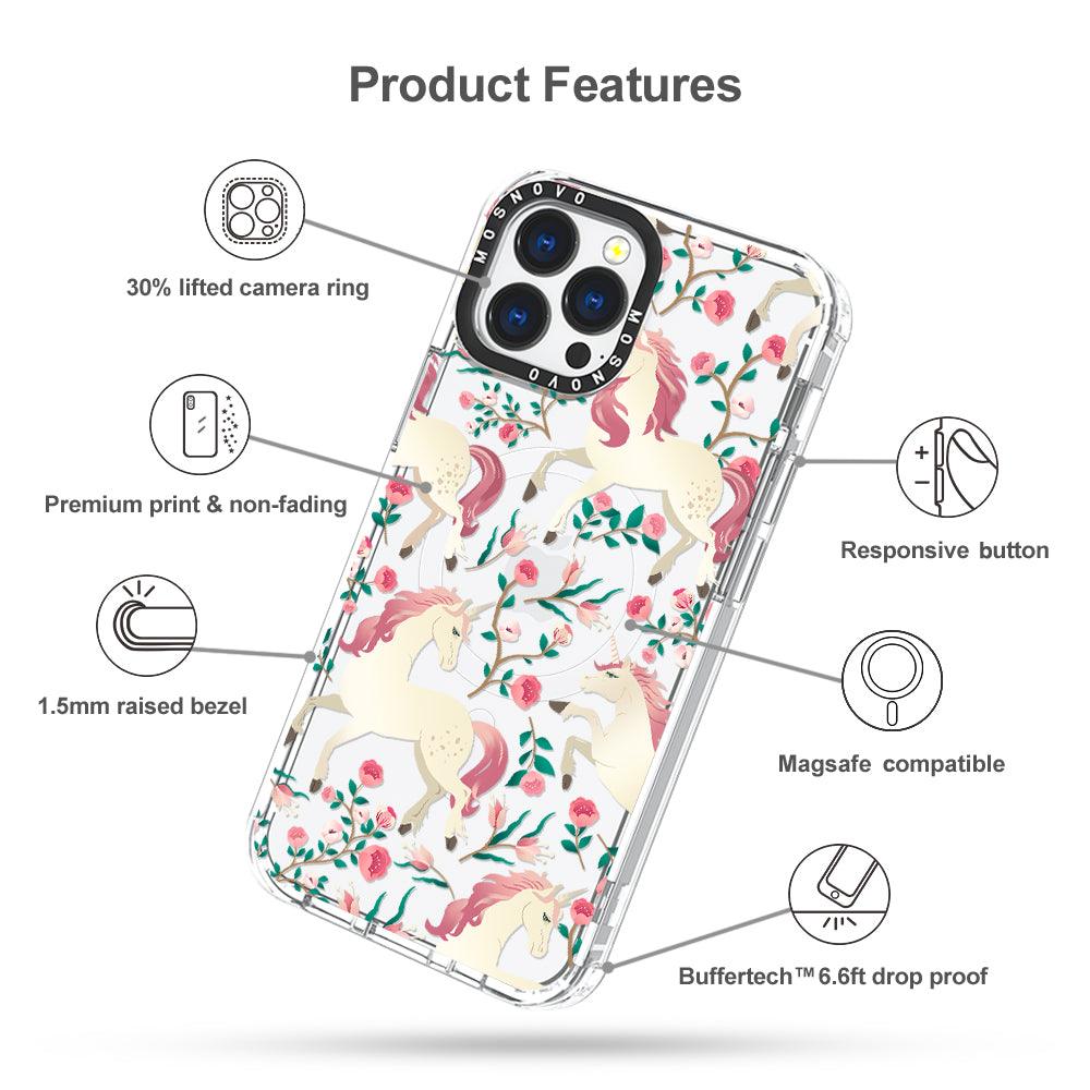 Unicorn with Floral Phone Case - iPhone 13 Pro Max Case - MOSNOVO