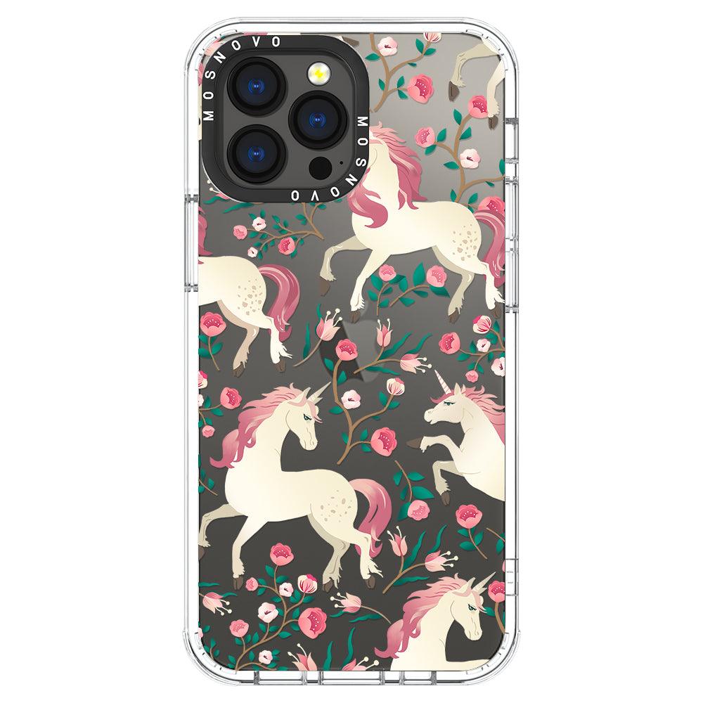 Unicorn with Floral Phone Case - iPhone 13 Pro Max Case - MOSNOVO