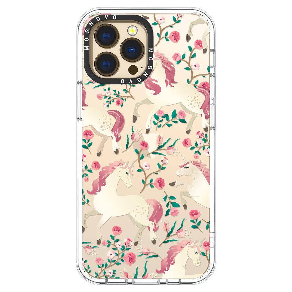 Unicorn with Floral Phone Case - iPhone 13 Pro Max Case - MOSNOVO