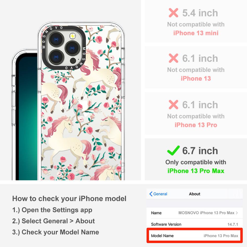 Unicorn with Floral Phone Case - iPhone 13 Pro Max Case - MOSNOVO