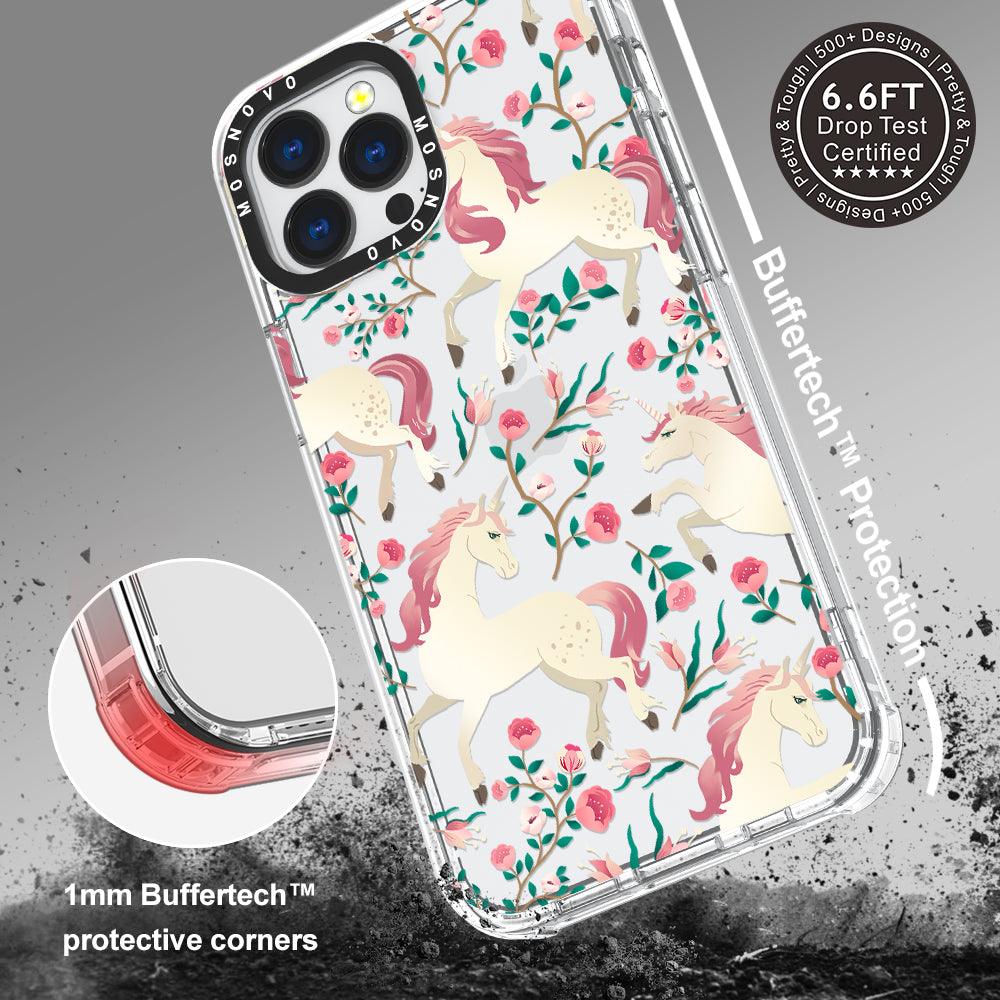 Unicorn with Floral Phone Case - iPhone 13 Pro Max Case - MOSNOVO