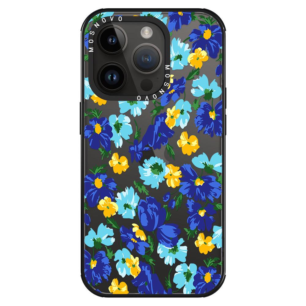 Vintage Blue Floral Phone Case - iPhone 14 Pro Case - MOSNOVO