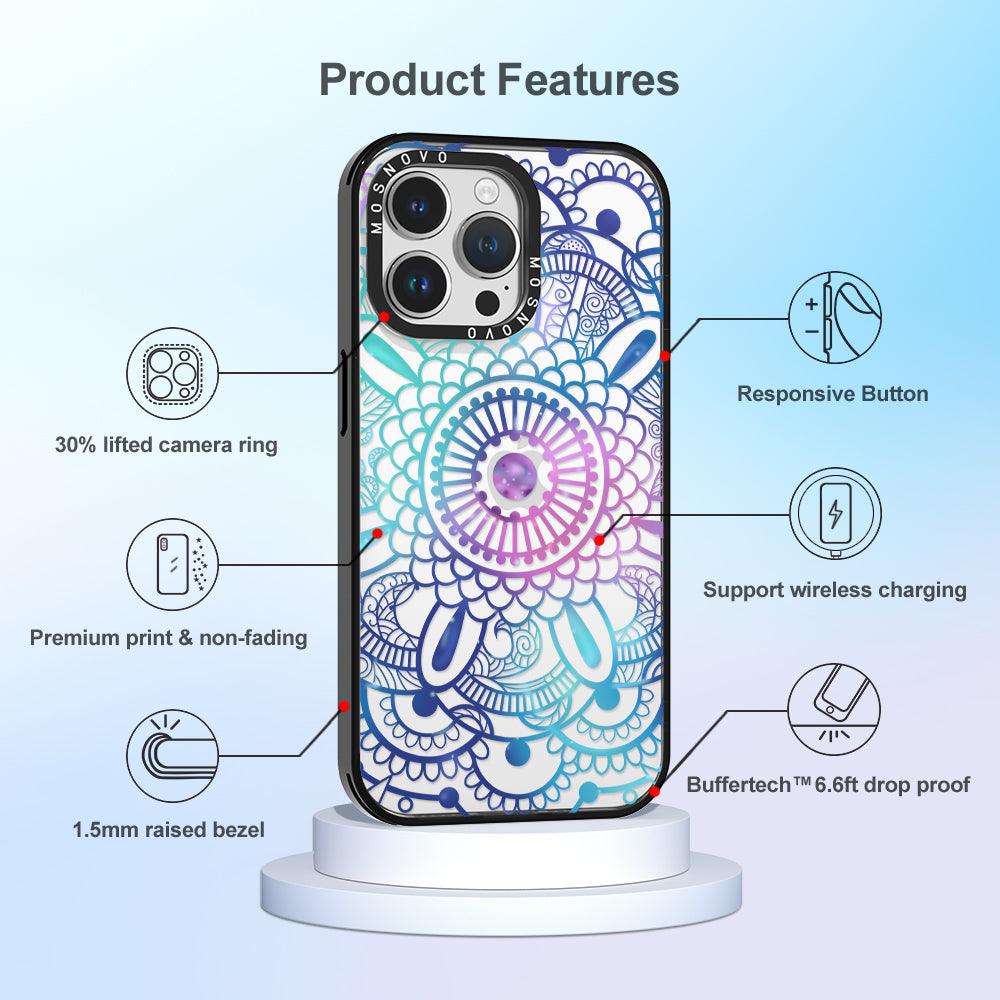 Violet Blue Mandala Phone Case - iPhone 14 Pro Max Case - MOSNOVO