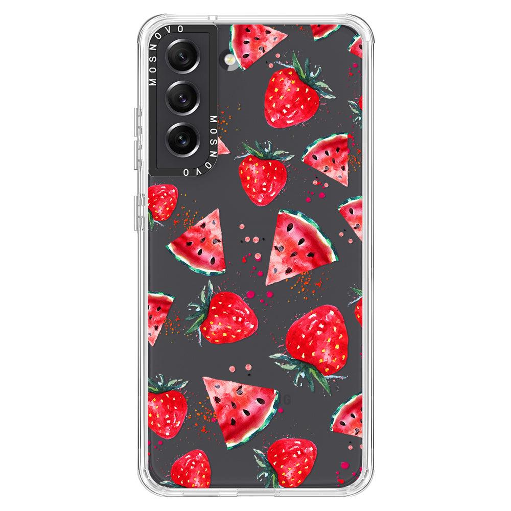 Watermelon and Strawberry Phone Case - Samsung Galaxy S21 FE Case - MOSNOVO