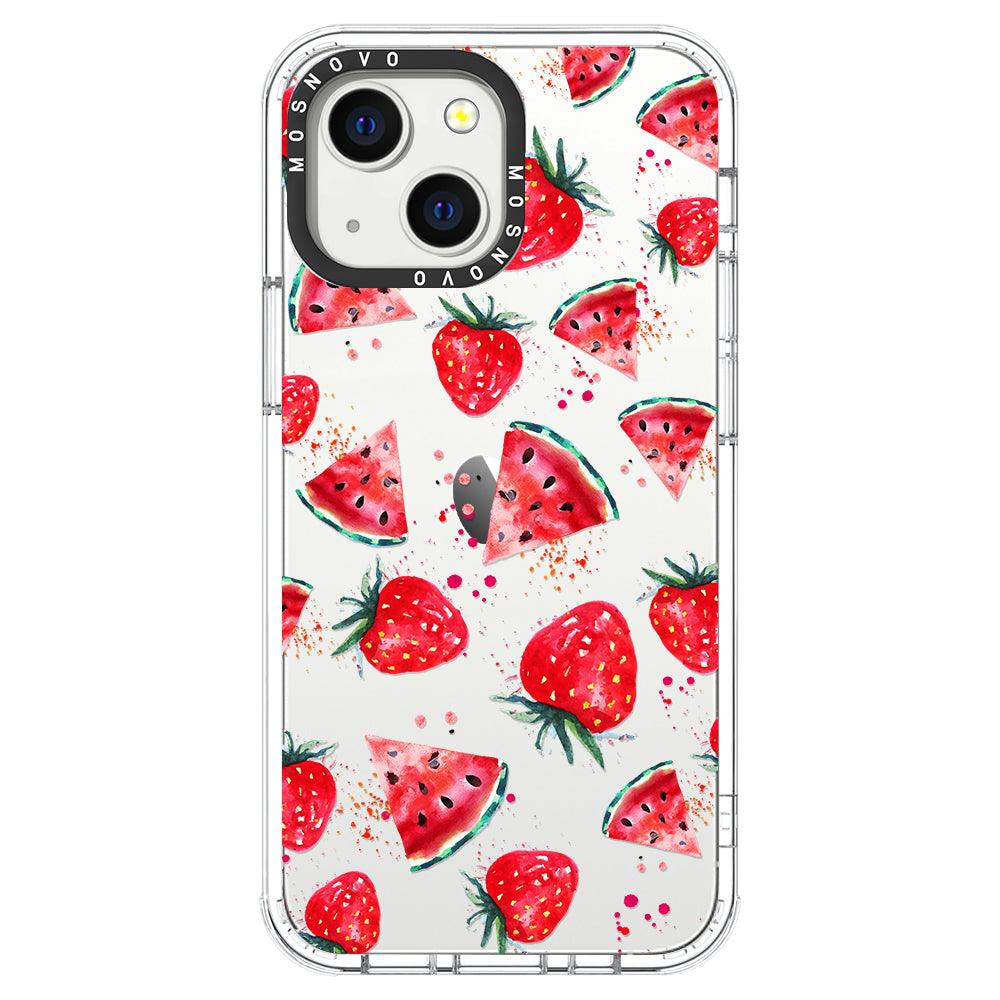 Watermelon and Strawberry Phone Case - iPhone 13 Mini Case - MOSNOVO