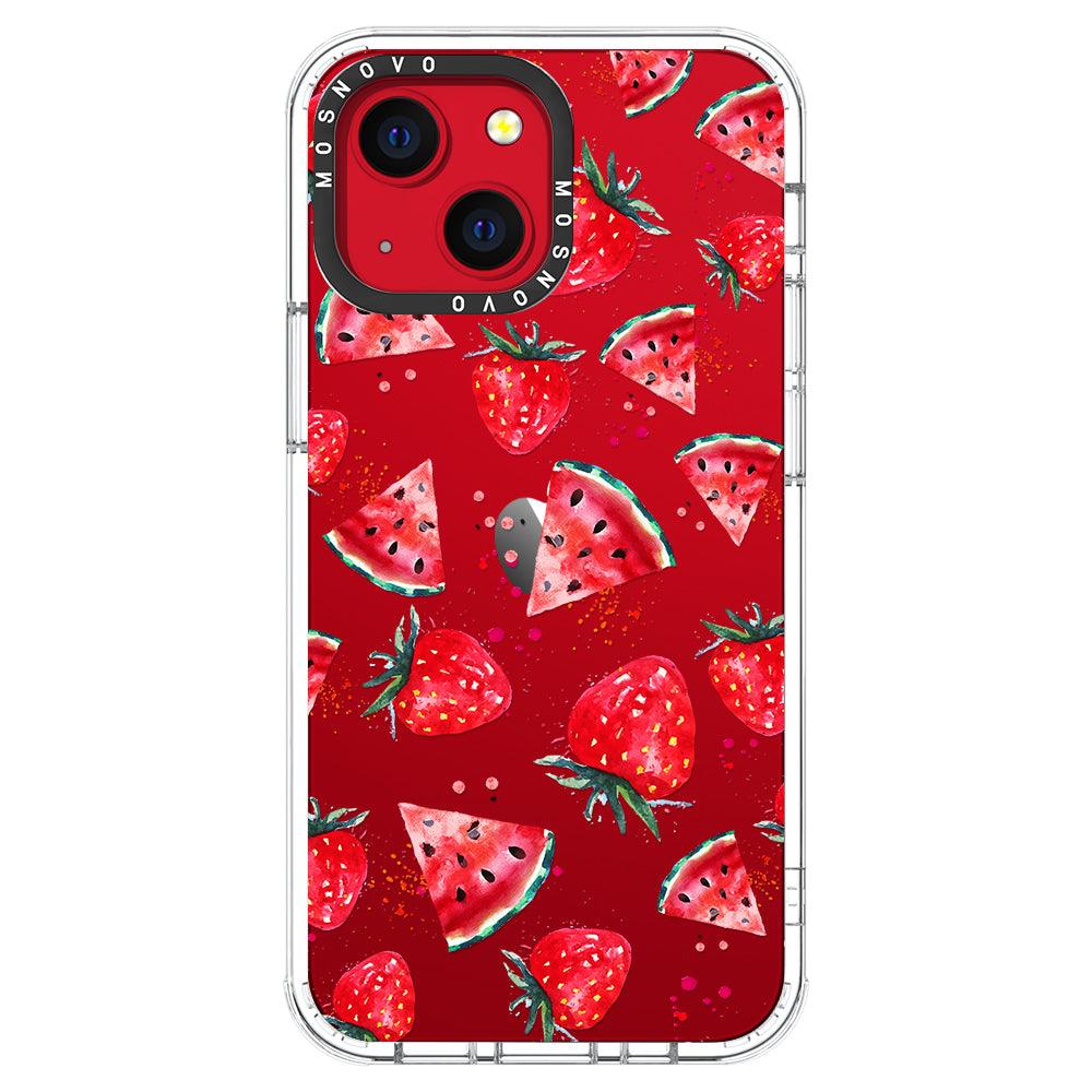 Watermelon and Strawberry Phone Case - iPhone 13 Mini Case - MOSNOVO