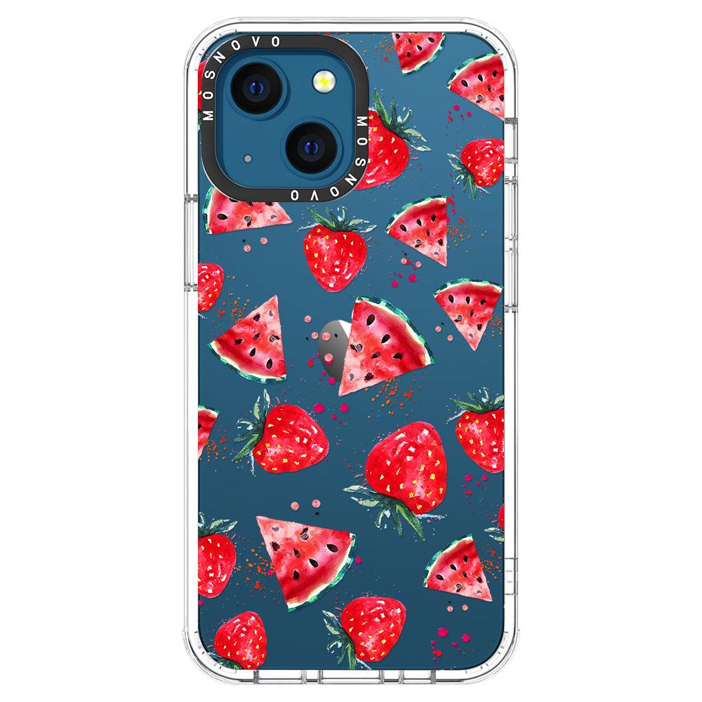 Watermelon and Strawberry Phone Case - iPhone 13 Mini Case - MOSNOVO