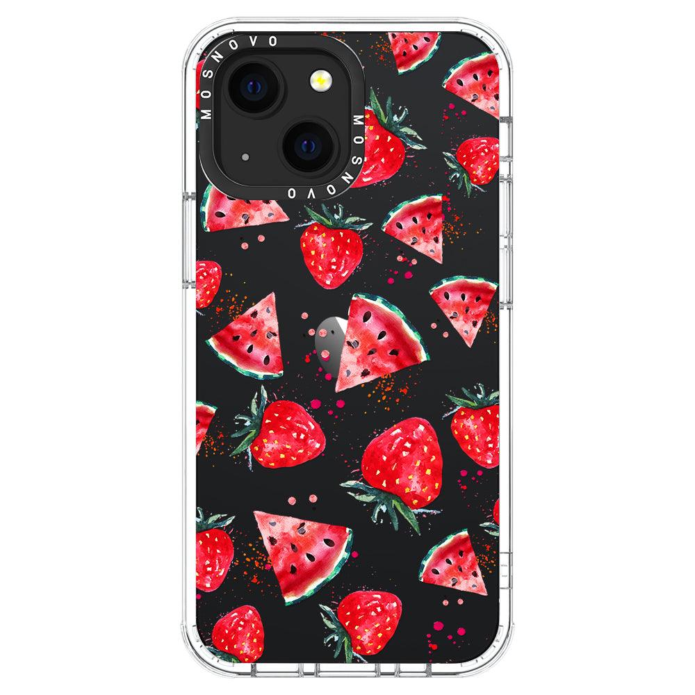 Watermelon and Strawberry Phone Case - iPhone 13 Mini Case - MOSNOVO