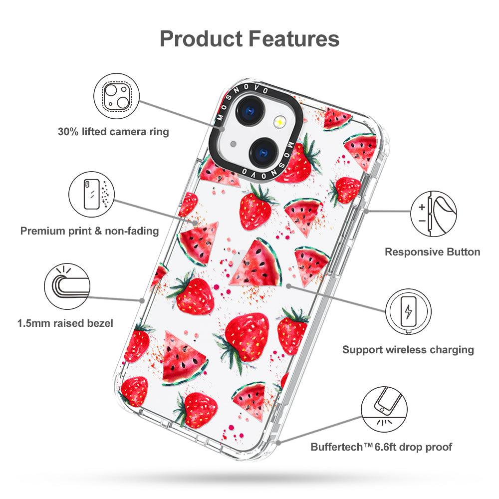 Watermelon and Strawberry Phone Case - iPhone 13 Mini Case - MOSNOVO