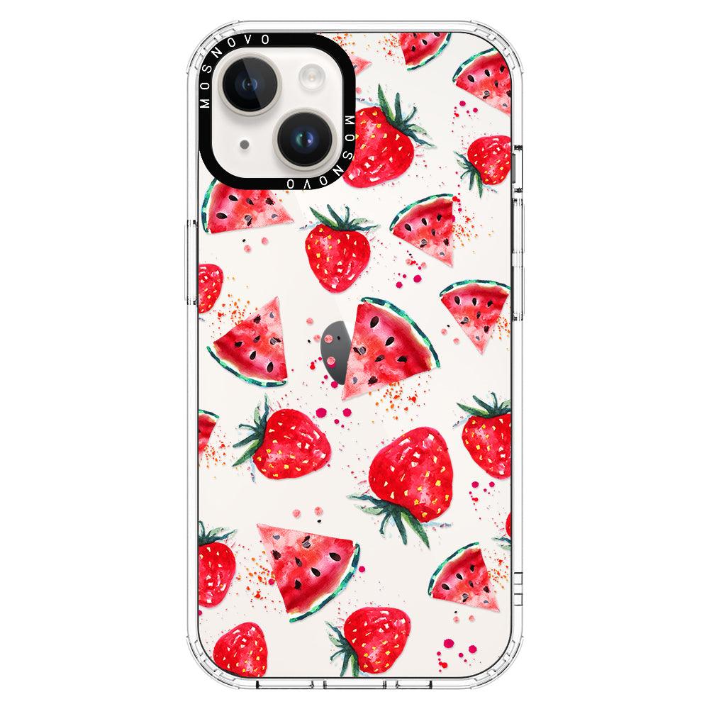 Watermelon and Strawberry Phone Case - iPhone 14 Plus Case - MOSNOVO