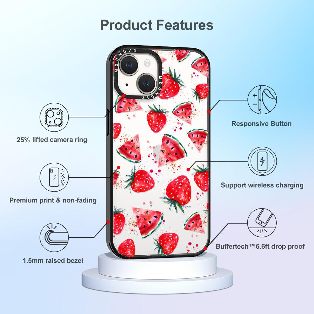 Watermelon and Strawberry Phone Case - iPhone 14 Plus Case - MOSNOVO