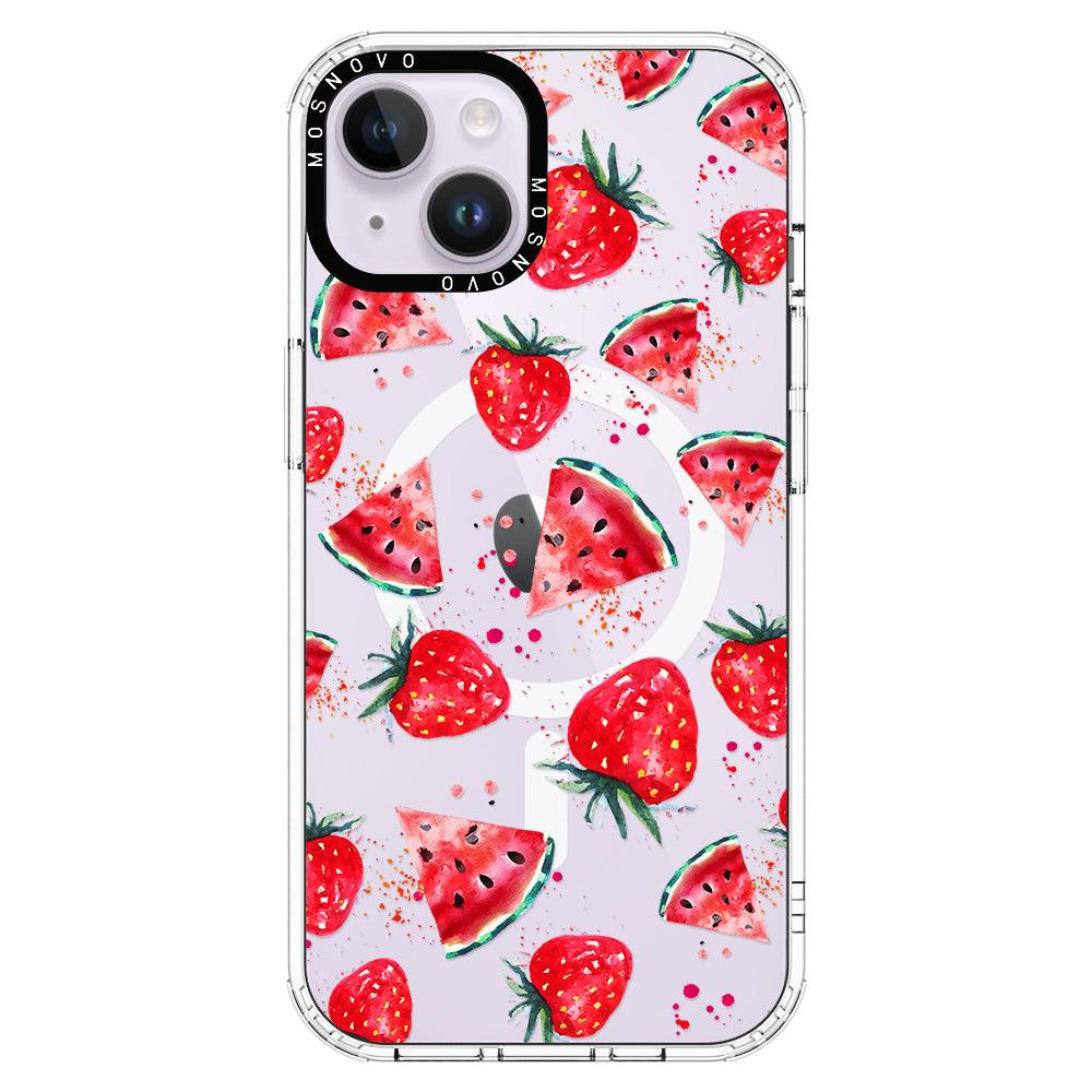 Watermelon and Strawberry Phone Case - iPhone 14 Plus Case - MOSNOVO