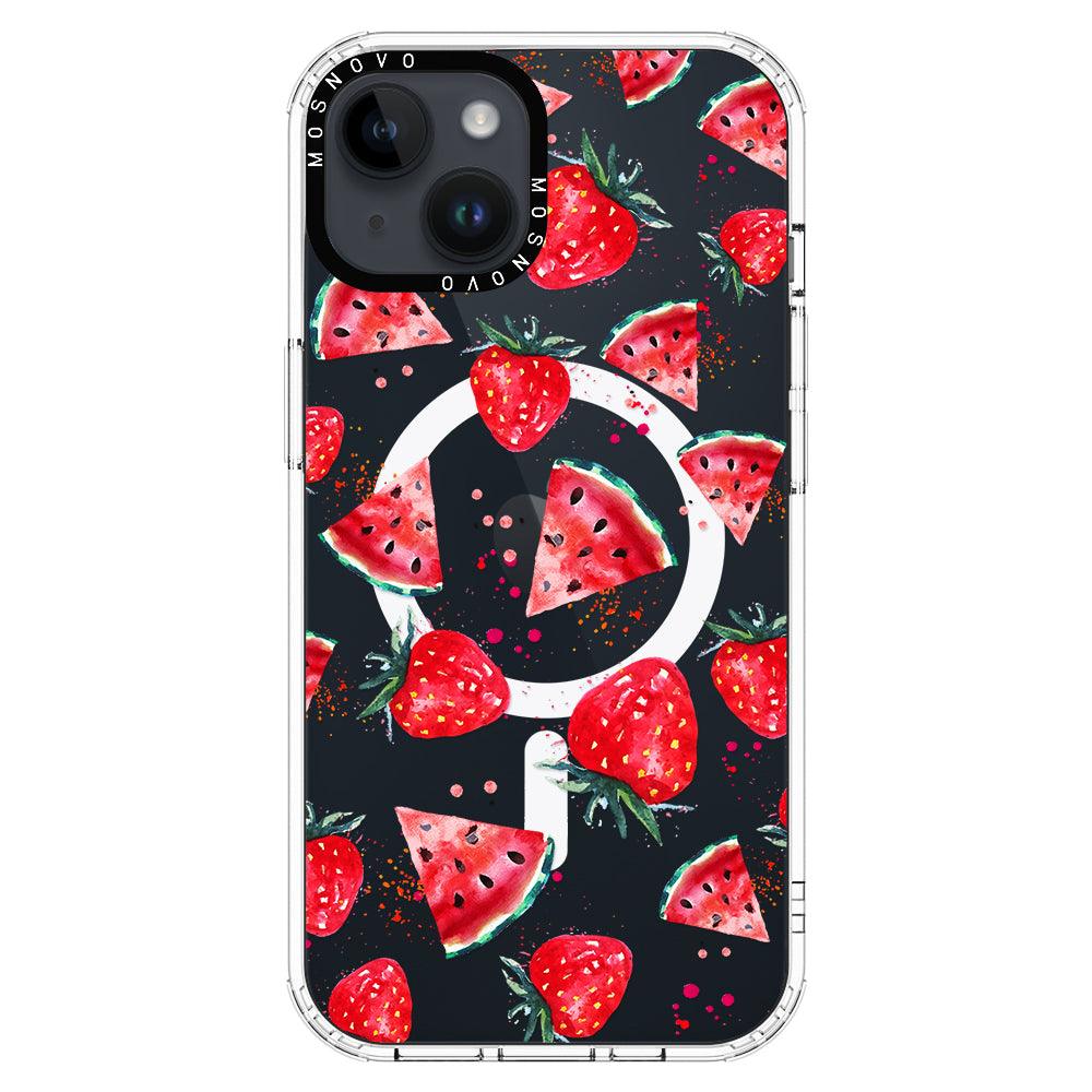 Watermelon and Strawberry Phone Case - iPhone 14 Plus Case - MOSNOVO