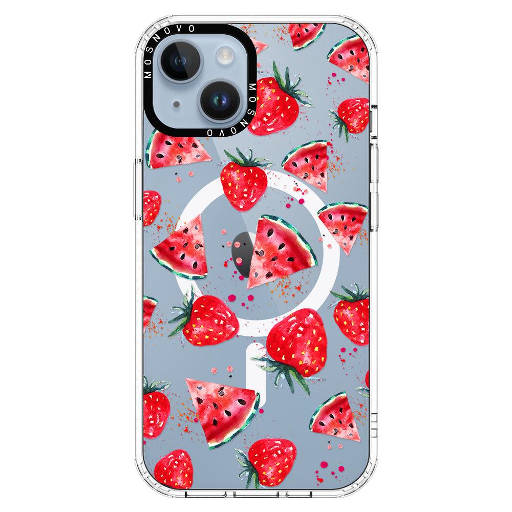 Watermelon and Strawberry Phone Case - iPhone 14 Plus Case - MOSNOVO