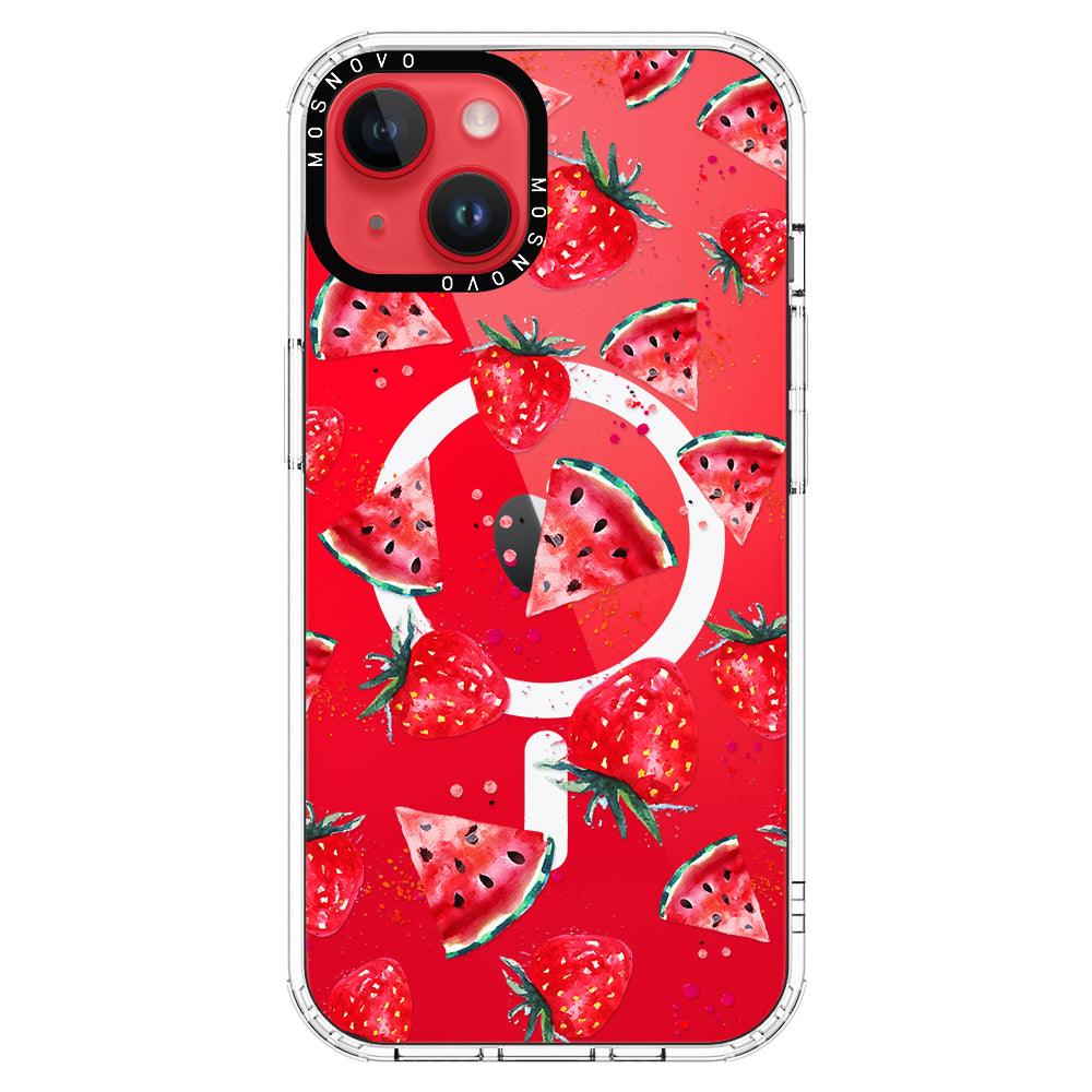 Watermelon and Strawberry Phone Case - iPhone 14 Plus Case - MOSNOVO