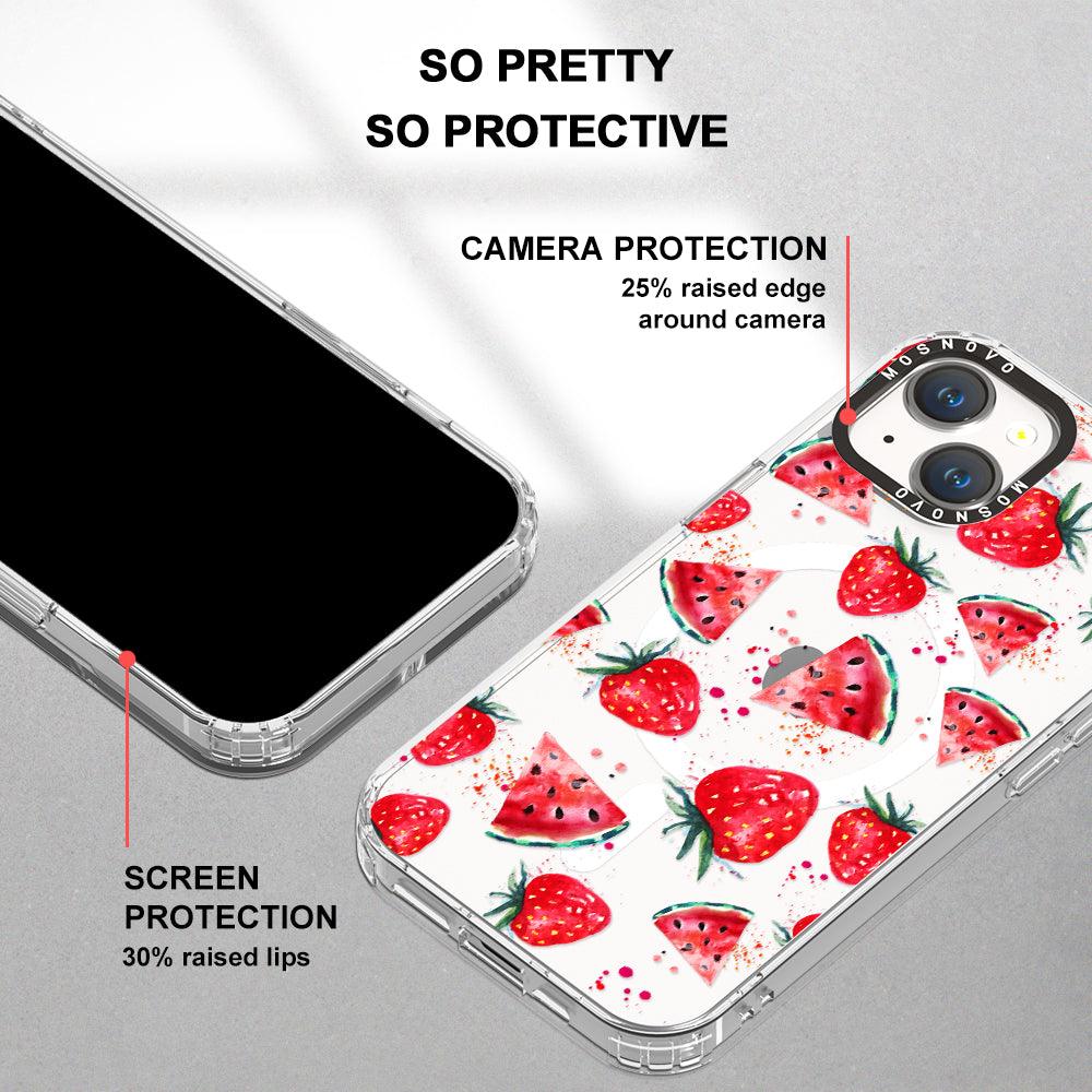 Watermelon and Strawberry Phone Case - iPhone 14 Plus Case - MOSNOVO