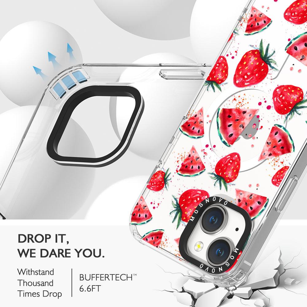 Watermelon and Strawberry Phone Case - iPhone 14 Plus Case - MOSNOVO