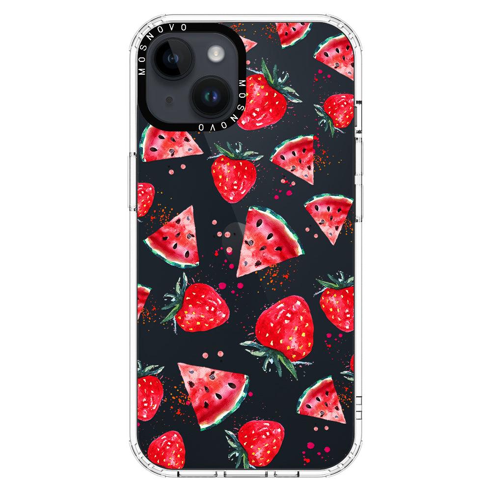 Watermelon and Strawberry Phone Case - iPhone 14 Plus Case - MOSNOVO