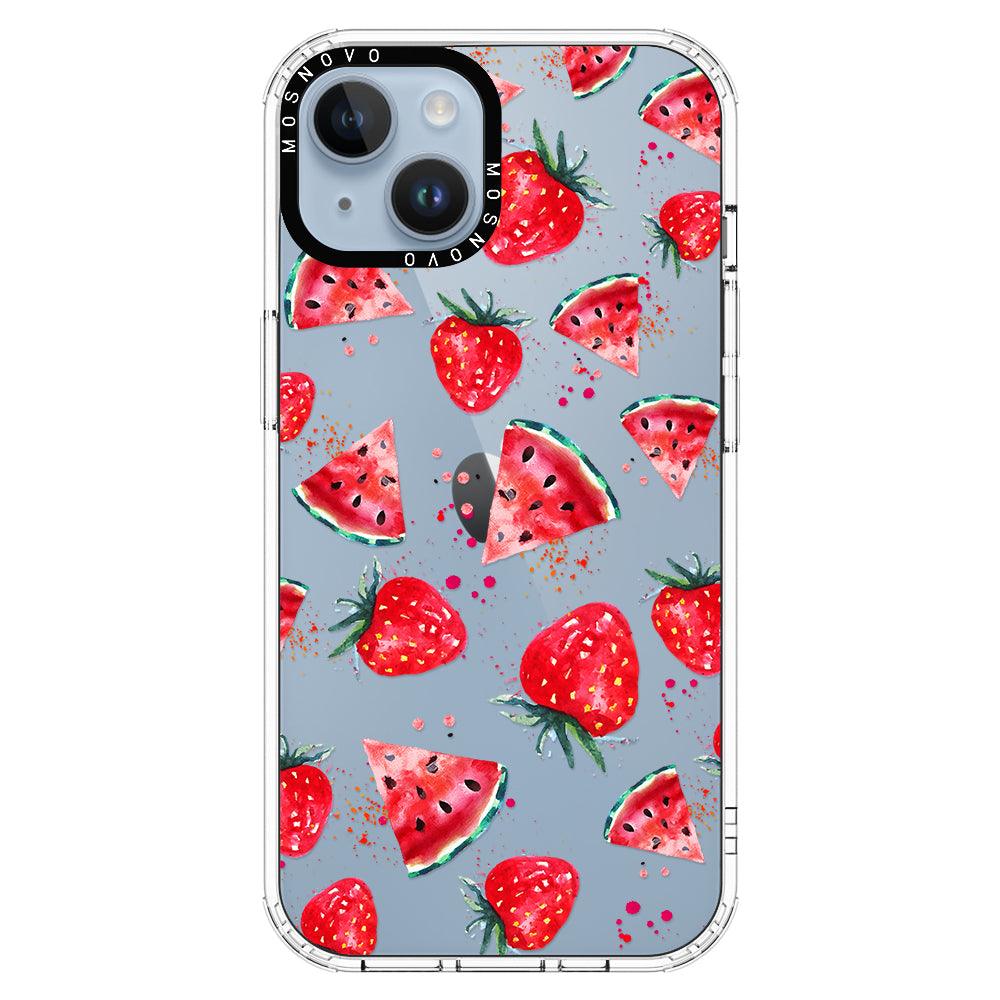 Watermelon and Strawberry Phone Case - iPhone 14 Plus Case - MOSNOVO