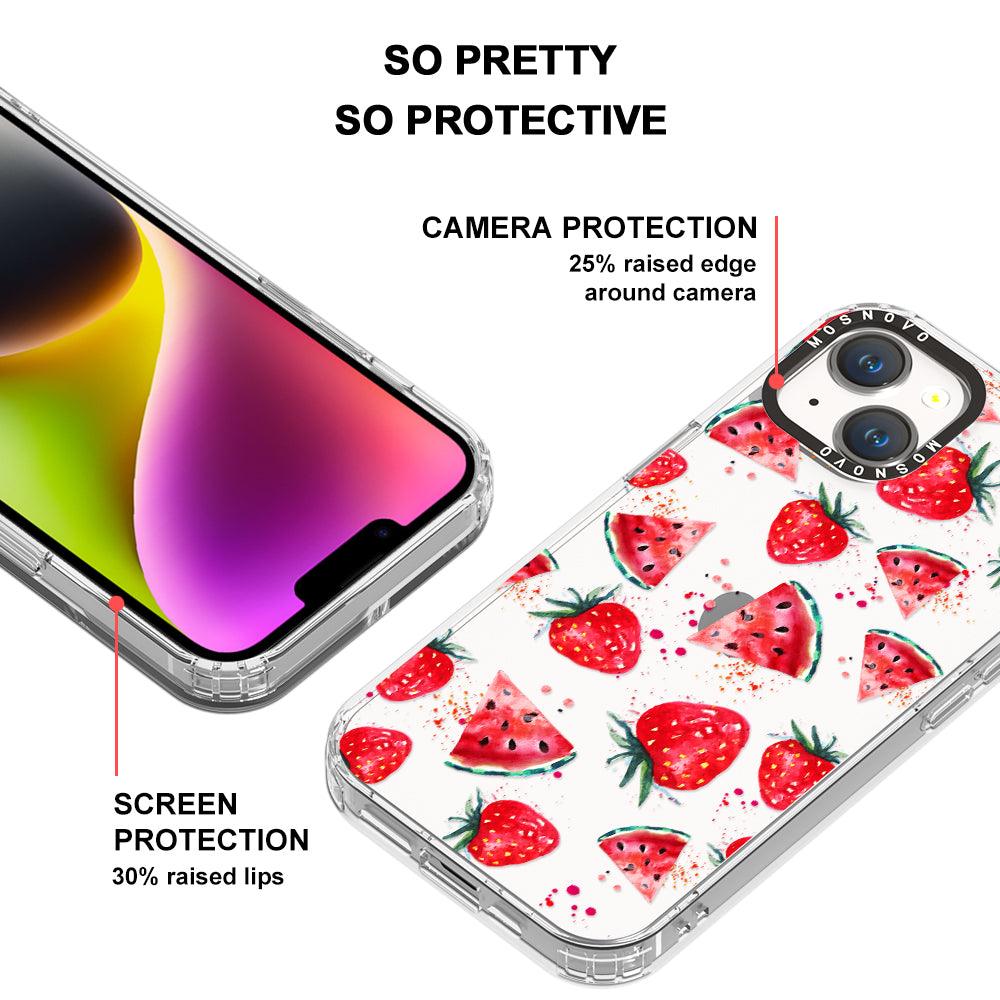 Watermelon and Strawberry Phone Case - iPhone 14 Plus Case - MOSNOVO