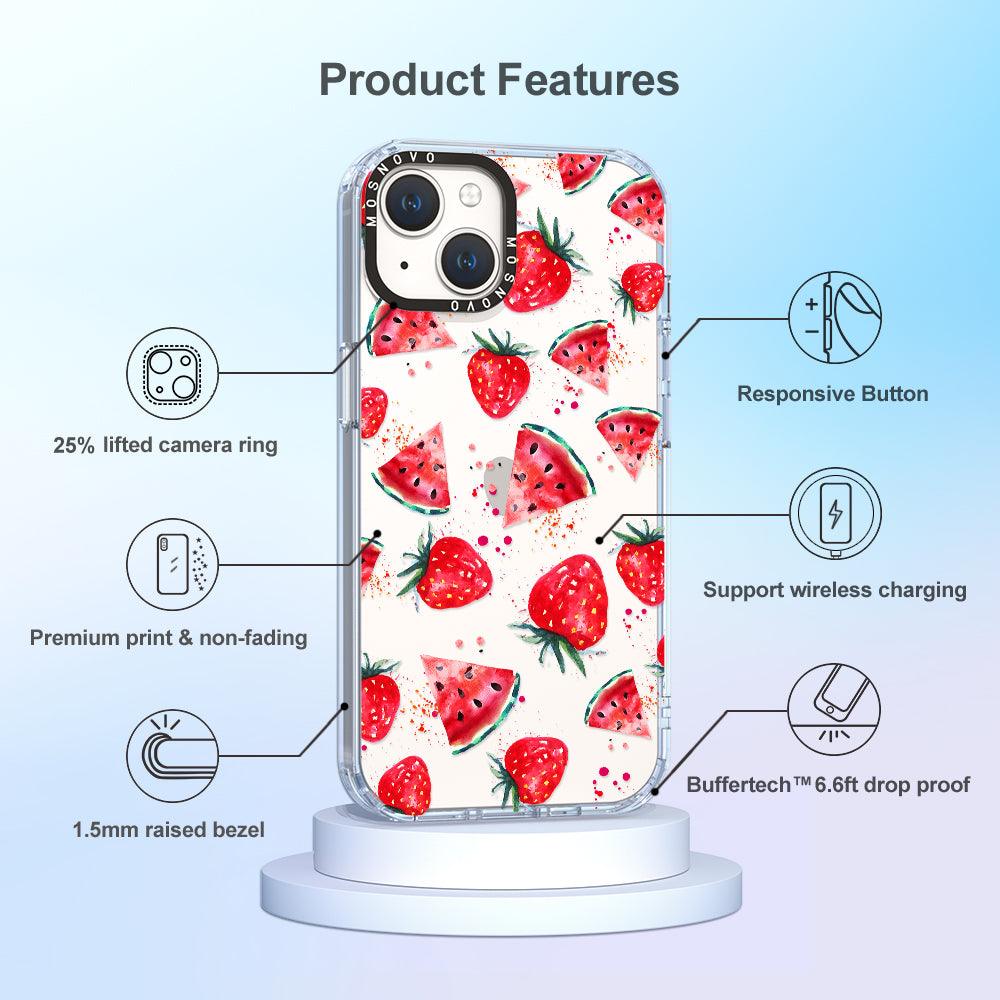 Watermelon and Strawberry Phone Case - iPhone 14 Plus Case - MOSNOVO