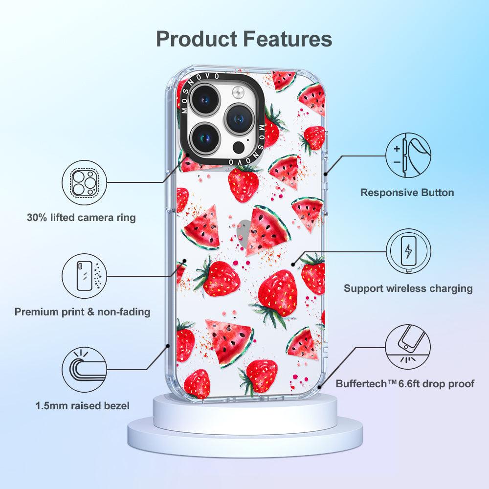 Watermelon and Strawberry Phone Case - iPhone 14 Pro Max Case - MOSNOVO