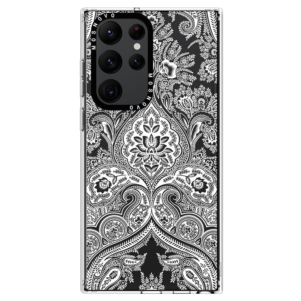 White Damask Phone Case - Samsung Galaxy S22 Ultra Case - MOSNOVO