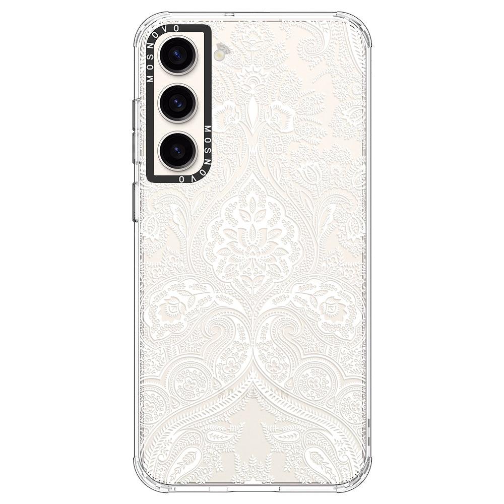 White Damask Phone Case - Samsung Galaxy S23 Plus Case - MOSNOVO