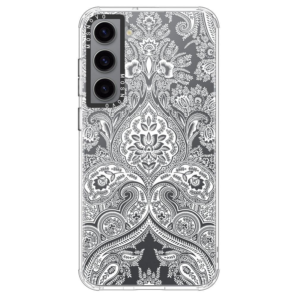 White Damask Phone Case - Samsung Galaxy S23 Plus Case - MOSNOVO