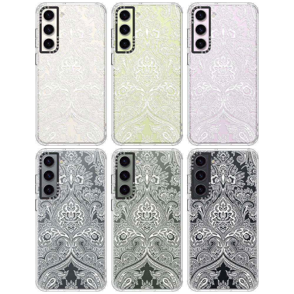 White Damask Phone Case - Samsung Galaxy S23 Plus Case - MOSNOVO