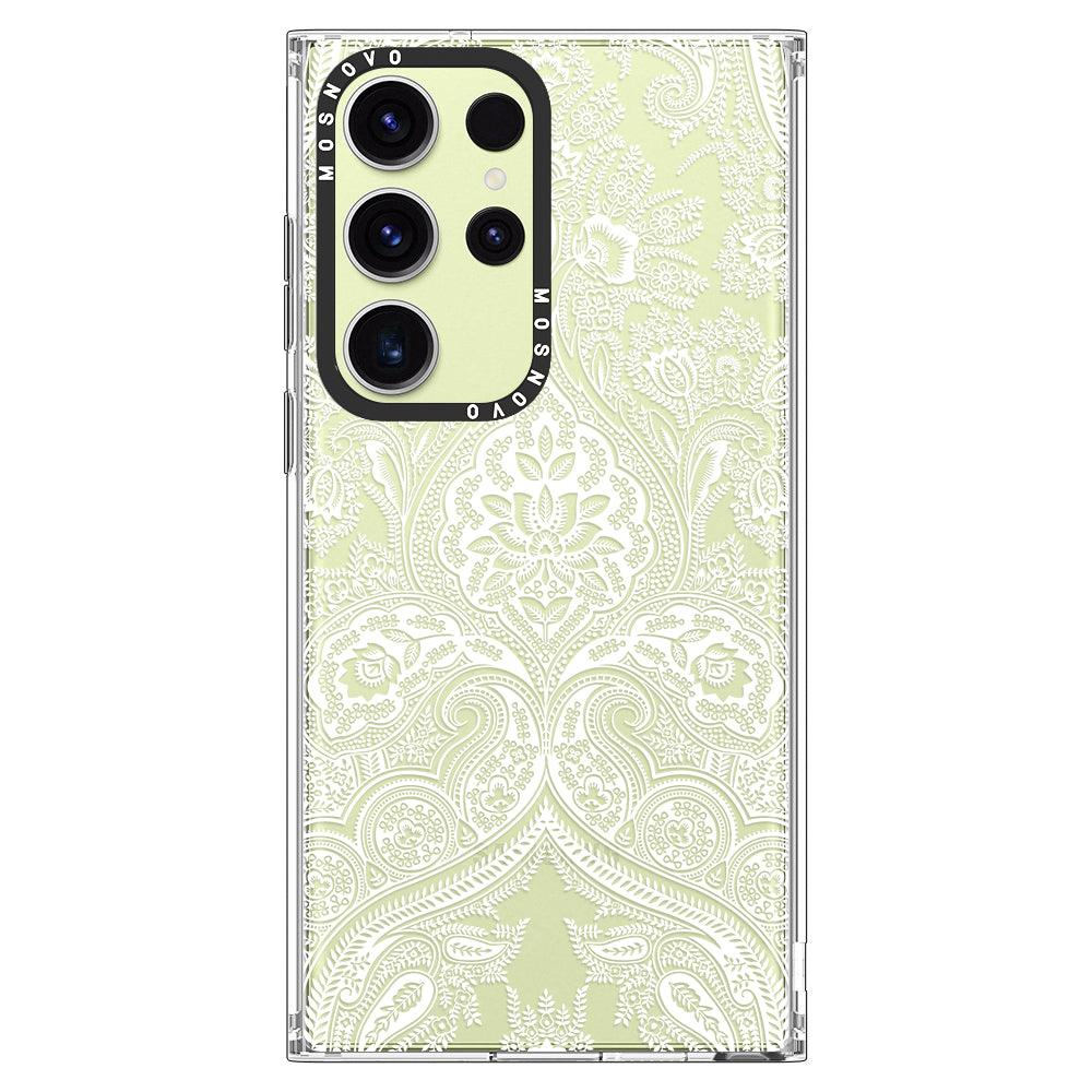 White Damask Phone Case - Samsung Galaxy S23 Ultra Case - MOSNOVO