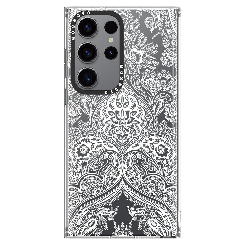 White Damask Phone Case - Samsung Galaxy S23 Ultra Case - MOSNOVO