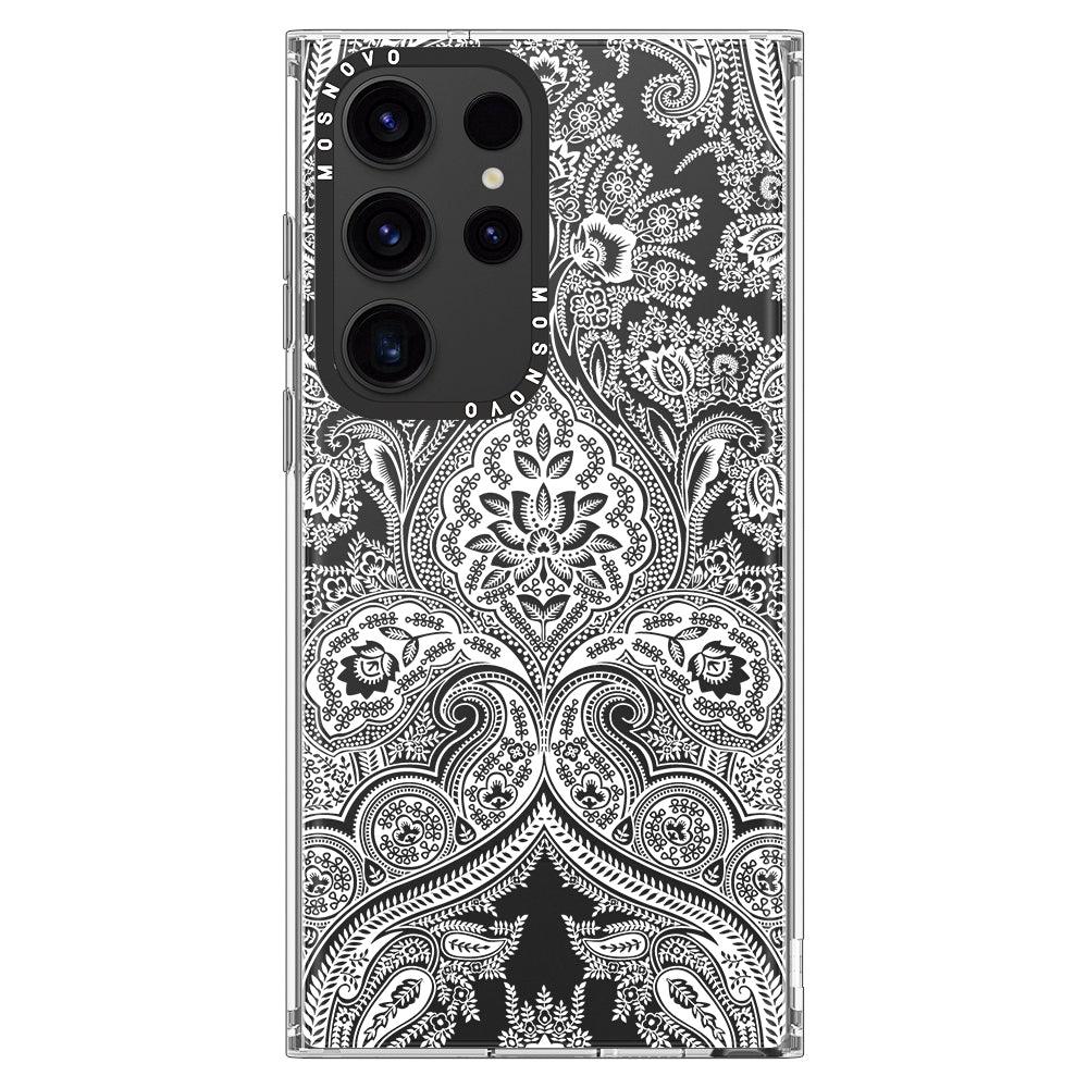 White Damask Phone Case - Samsung Galaxy S23 Ultra Case - MOSNOVO