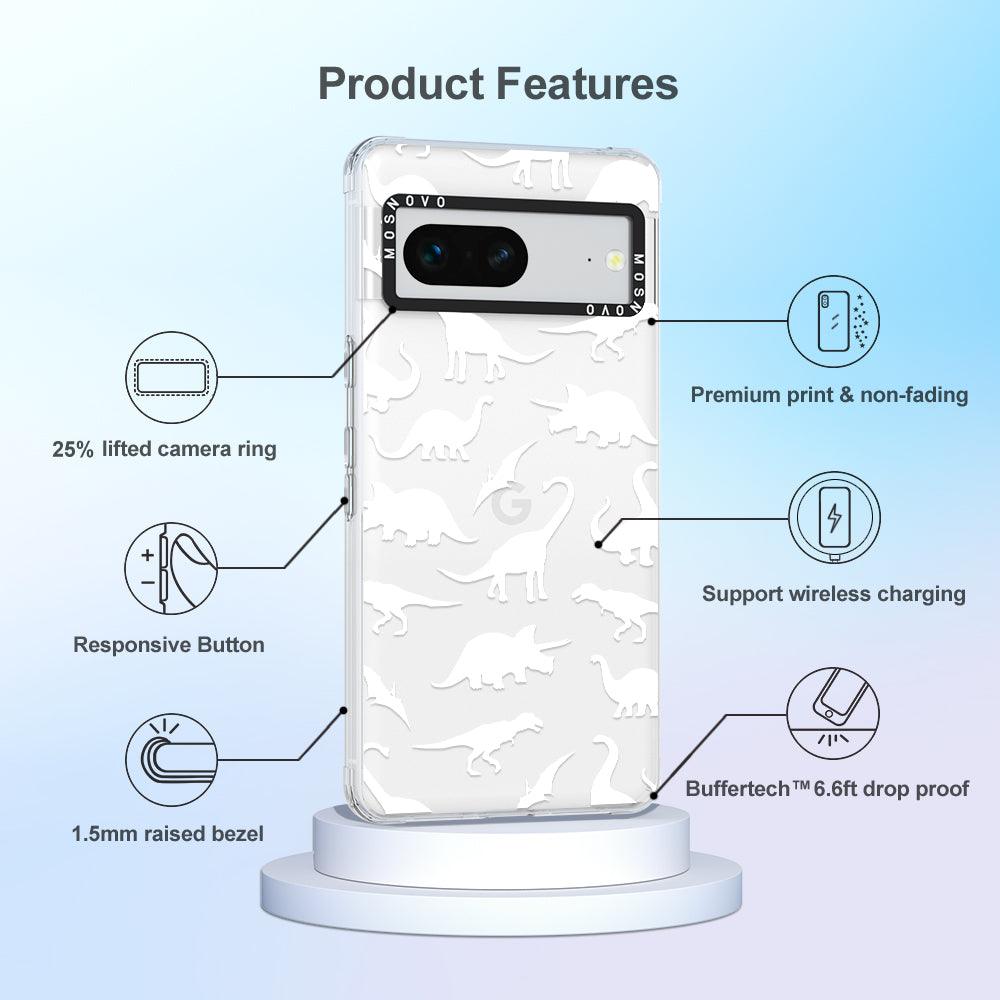 White Dinosaur Phone Case - Google Pixel 7 Case - MOSNOVO