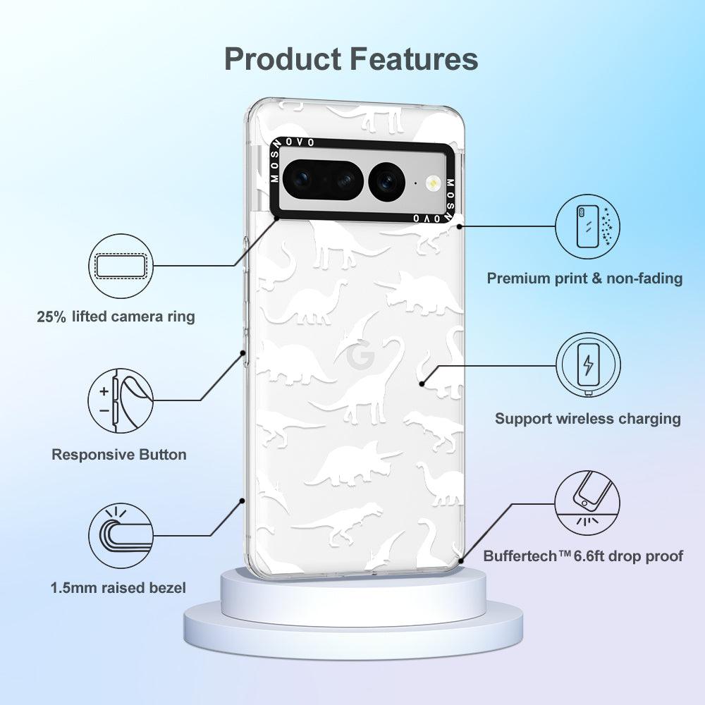 White Dinosaur Phone Case - Google Pixel 7 Pro Case - MOSNOVO