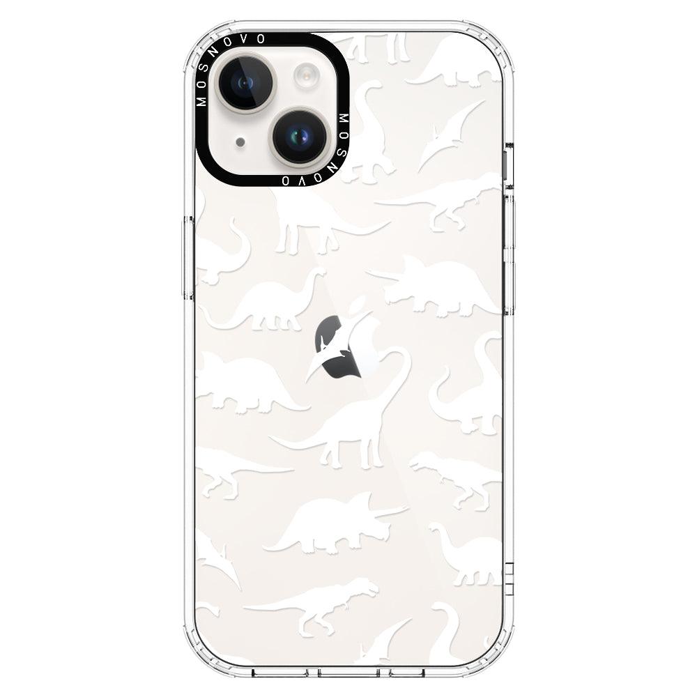 White Dinosaur Phone Case - iPhone 14 Plus Case - MOSNOVO