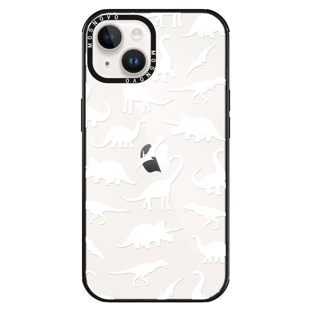 White Dinosaur Phone Case - iPhone 14 Plus Case - MOSNOVO