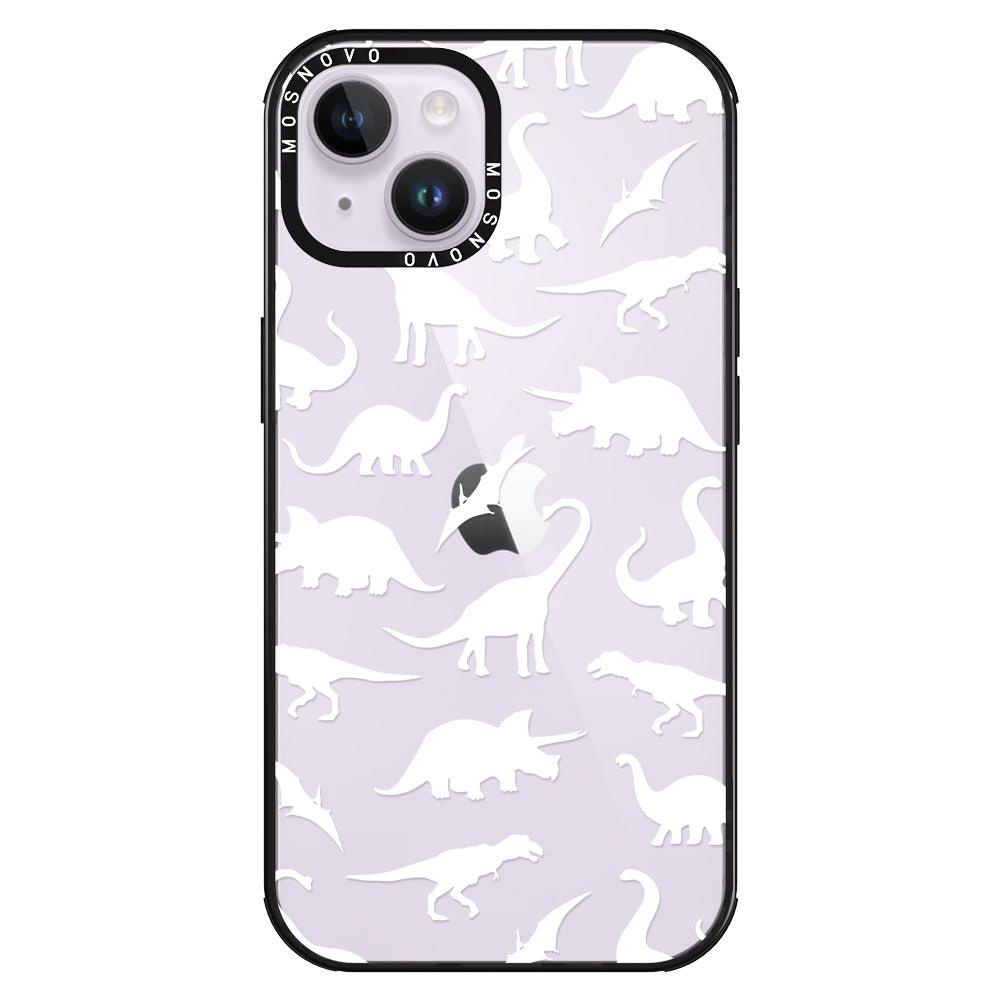 White Dinosaur Phone Case - iPhone 14 Plus Case - MOSNOVO