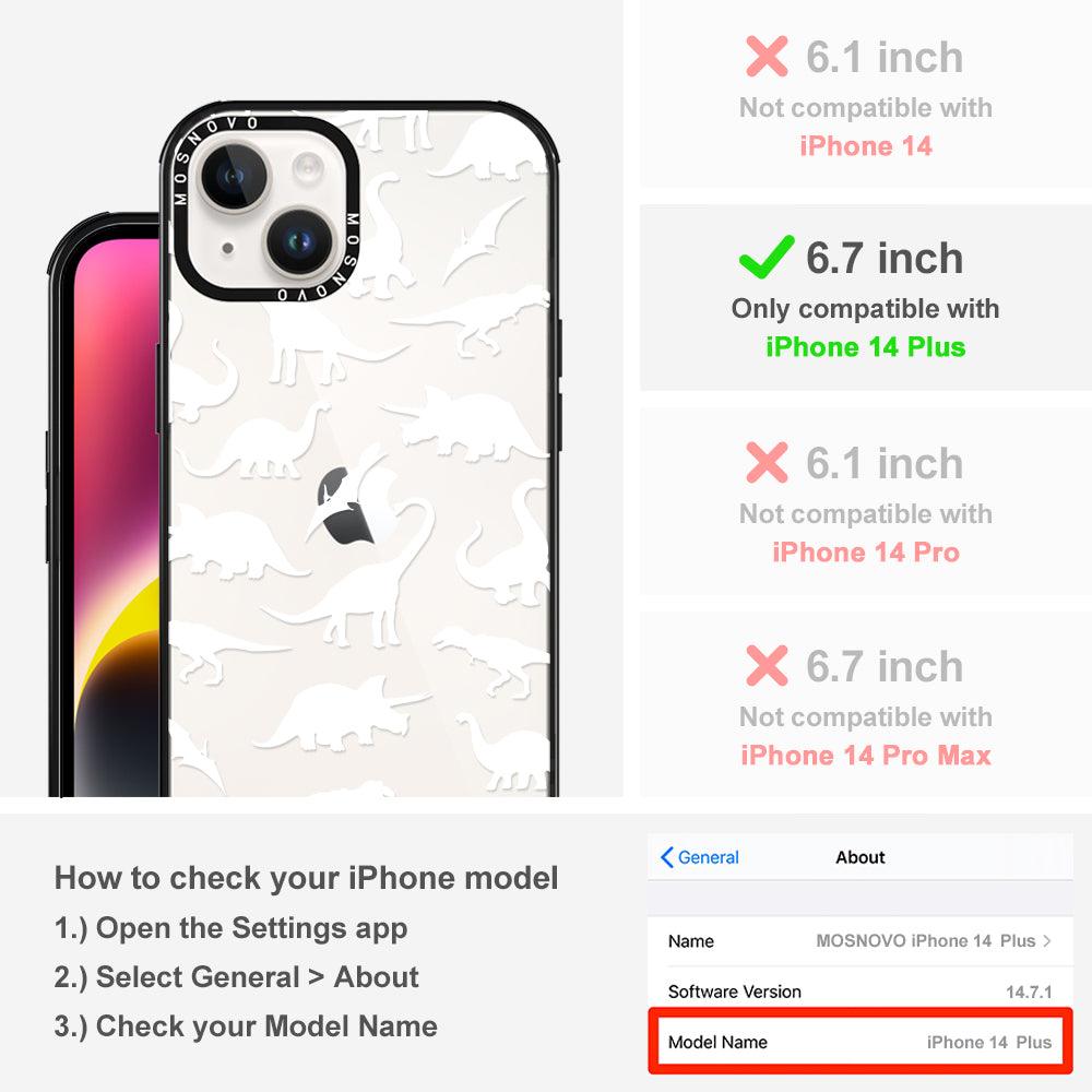 White Dinosaur Phone Case - iPhone 14 Plus Case - MOSNOVO