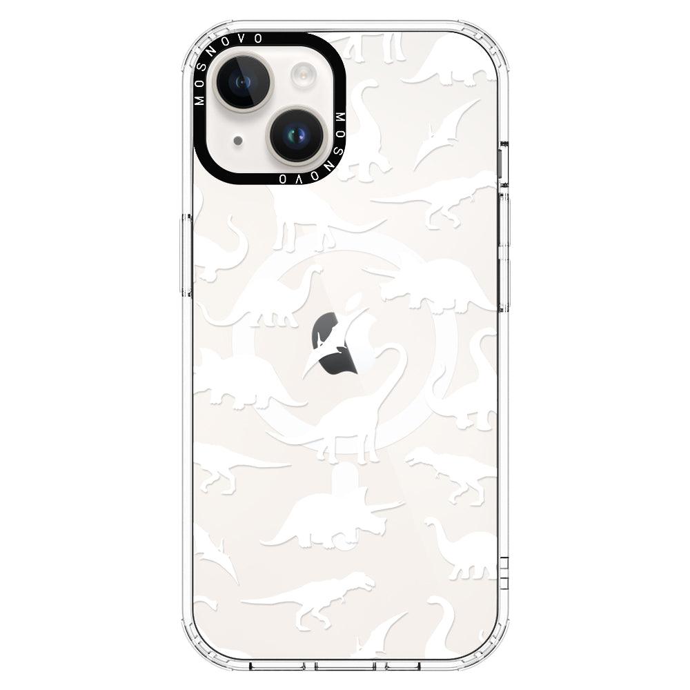 White Dinosaur Phone Case - iPhone 14 Plus Case - MOSNOVO